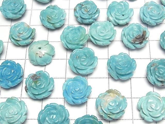 [Video] Turquoise AA++ Rose 14mm Blue [Half Drilled Hole] 1pc