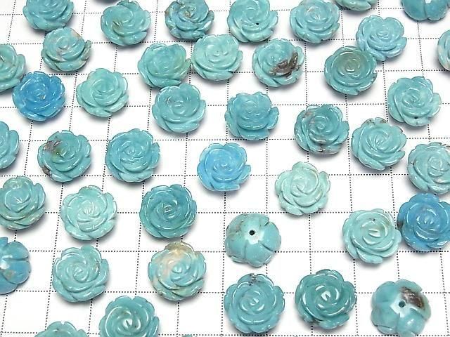 [Video] Turquoise AA++ Rose 14mm Blue [Half Drilled Hole] 1pc