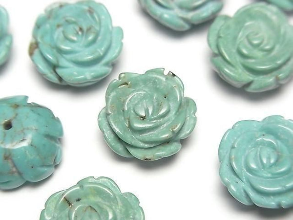[Video] Turquoise AA++ Rose 14mm Green [Half Drilled Hole] 1pc