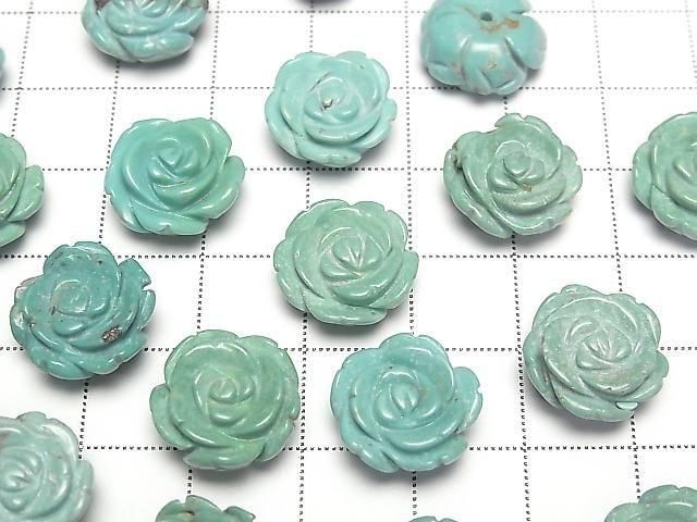 [Video] Turquoise AA++ Rose 14mm Green [Half Drilled Hole] 1pc