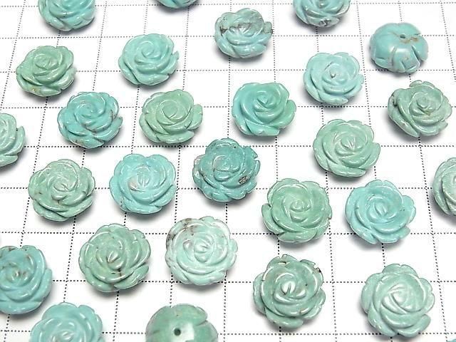 [Video] Turquoise AA++ Rose 14mm Green [Half Drilled Hole] 1pc