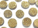 [Video] Druzy Agate Round Cabochon 10x10mm Gold Plated 3pcs