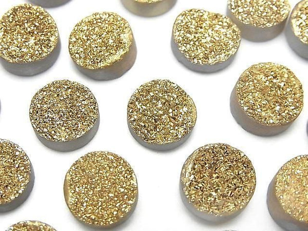 [Video] Druzy Agate Round Cabochon 10x10mm Gold Plated 3pcs