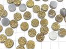 [Video] Druzy Agate Round Cabochon 10x10mm Gold Plated 3pcs