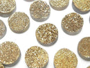 [Video] Druzy Agate Round Cabochon 12x12mm Gold Plated 2pcs
