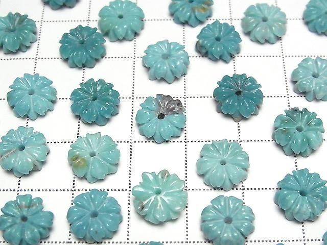 [Video] Turquoise AA++ Flower 10mm Blue [Center Hole] 2pcs