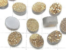 [Video] Druzy Agate Oval Cabochon 10x8mm Gold Plated 3pcs