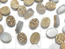 [Video] Druzy Agate Oval Cabochon 10x8mm Gold Plated 3pcs