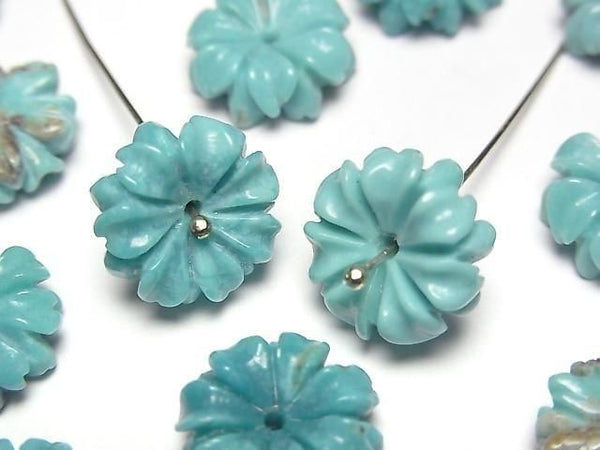 [Video] Turquoise AA++ Flower 12mm Blue [Center Hole] 2pcs