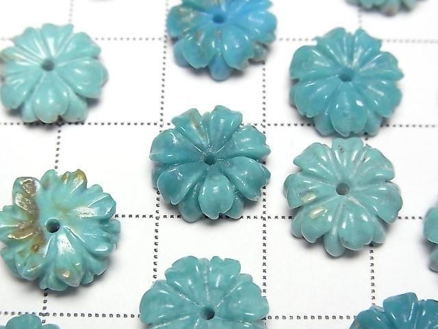 [Video] Turquoise AA++ Flower 12mm Blue [Center Hole] 2pcs
