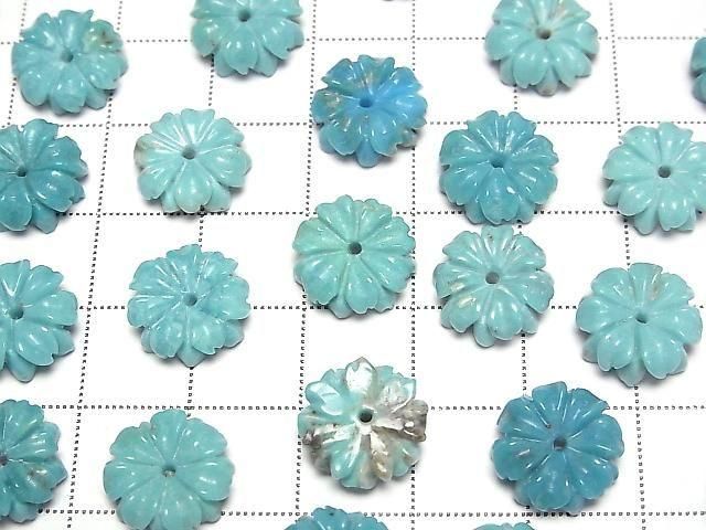 [Video] Turquoise AA++ Flower 12mm Blue [Center Hole] 2pcs