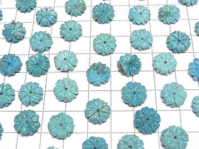 [Video] Turquoise AA++ Flower 12mm Blue [Center Hole] 2pcs
