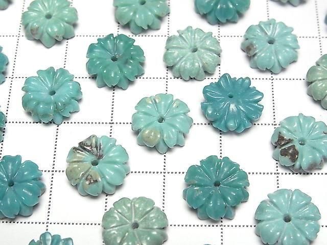 [Video] Turquoise AA++ Flower 12mm Green [Center Hole] 2pcs