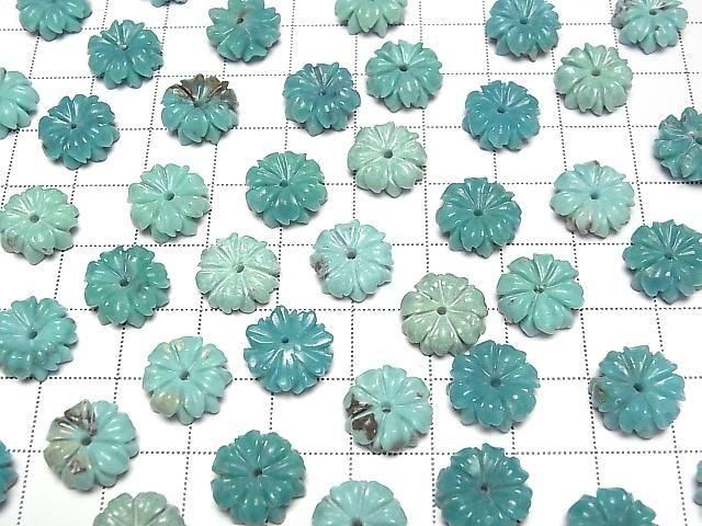 [Video] Turquoise AA++ Flower 12mm Green [Center Hole] 2pcs