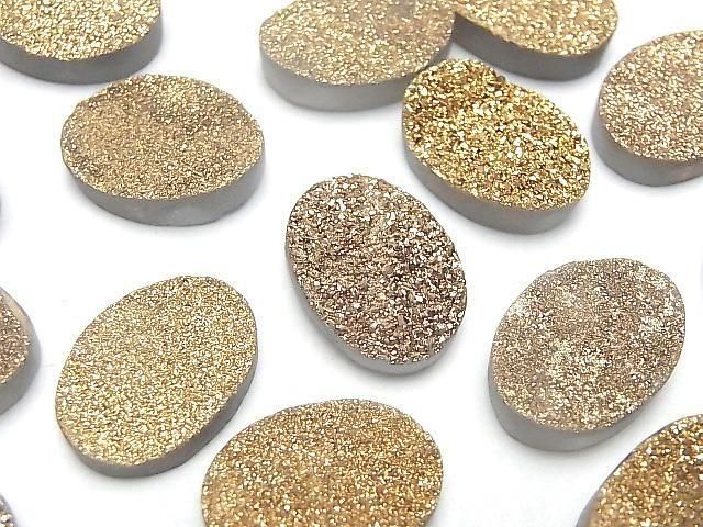 [Video] Druzy Agate Oval Cabochon 18x13mm Gold Plated 1pc