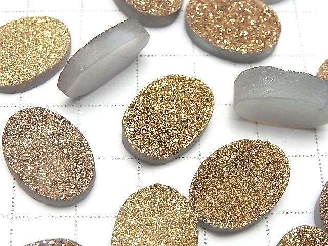 [Video] Druzy Agate Oval Cabochon 18x13mm Gold Plated 1pc