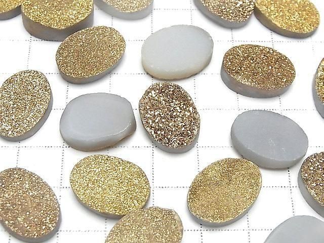 [Video] Druzy Agate Oval Cabochon 18x13mm Gold Plated 1pc