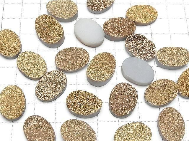 [Video] Druzy Agate Oval Cabochon 18x13mm Gold Plated 1pc