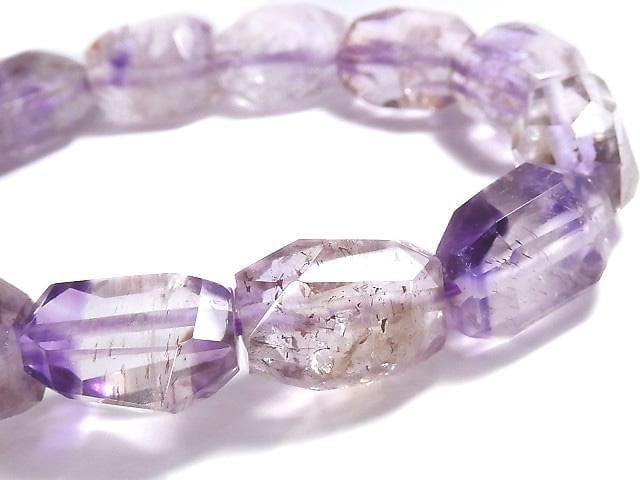[Video][One of a kind] Elestial Quartz AAA- Faceted Nugget Bracelet NO.105