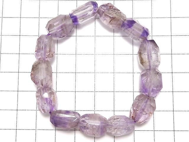 [Video][One of a kind] Elestial Quartz AAA- Faceted Nugget Bracelet NO.105
