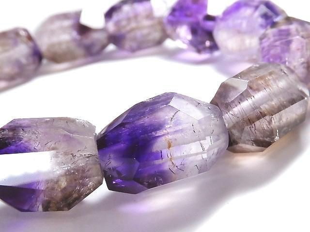 [Video][One of a kind] Elestial Quartz AAA- Faceted Nugget Bracelet NO.109