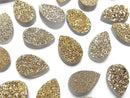 [Video] Druzy Agate Pear Shape Cabochon 12x8mm Gold Plated 3pcs