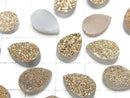 [Video] Druzy Agate Pear Shape Cabochon 12x8mm Gold Plated 3pcs