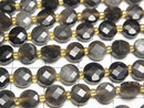 [Video] High Quality! Silver Obsidian AAA- Faceted Coin 6x6x4mm Half or 1strand beads (approx. 15 inches/37 cm)