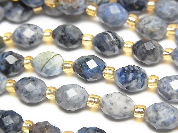 [Video]High Quality! Dumortierite Faceted Rice 8x8x6mm 1strand beads (aprx.15inch/36cm)