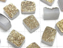 [Video] Druzy Agate Rectangle Cabochon 10x8mm Gold Plated 3pcs
