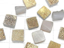 [Video] Druzy Agate Square Cabochon 8x8mm Gold Plated 3pcs