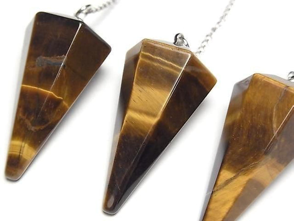 [Video] Yellow Tiger's Eye AA+ Pendulum 36x20x20mm with Chain 1pc