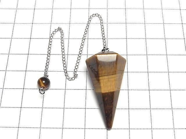 [Video] Yellow Tiger's Eye AA+ Pendulum 36x20x20mm with Chain 1pc