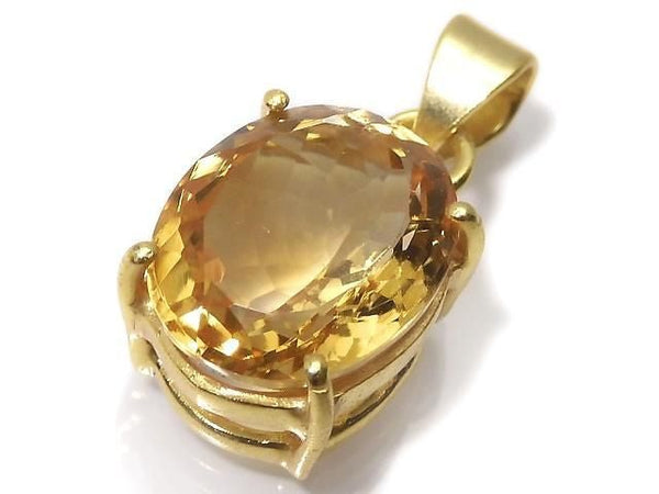 [Video][One of a kind] High Quality Brandy Citrine AAA Faceted Pendant 18KGP NO.72