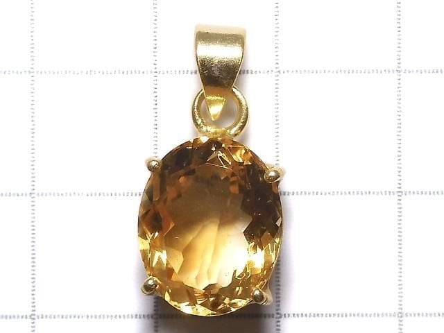 [Video][One of a kind] High Quality Brandy Citrine AAA Faceted Pendant 18KGP NO.72
