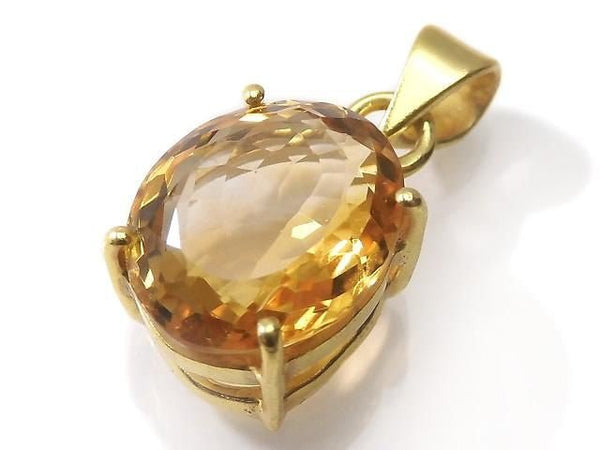 [Video][One of a kind] High Quality Brandy Citrine AAA Faceted Pendant 18KGP NO.73