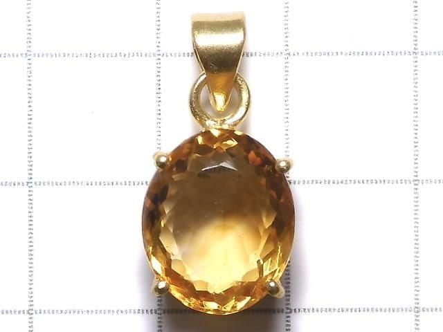 [Video][One of a kind] High Quality Brandy Citrine AAA Faceted Pendant 18KGP NO.73