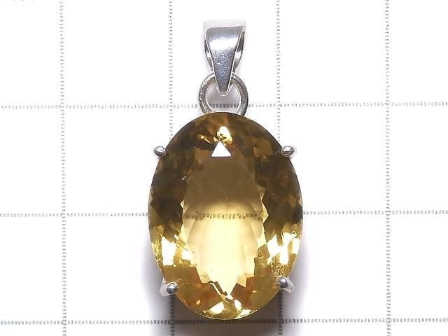 [Video][One of a kind] High Quality Brandy Citrine AAA Faceted Pendant Silver925 NO.80