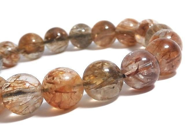 [Video][One of a kind] Foliated Mica in Quartz AAA Round 10.5mm Bracelet NO.221