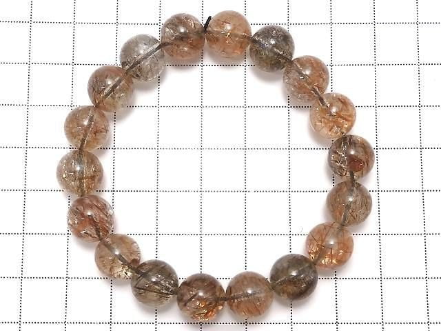 [Video][One of a kind] Foliated Mica in Quartz AAA Round 10.5mm Bracelet NO.222