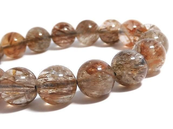 [Video][One of a kind] Foliated Mica in Quartz AAA Round 10.5mm Bracelet NO.224