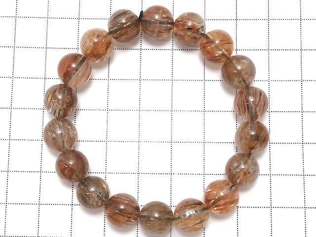 [Video][One of a kind] Foliated Mica in Quartz AAA Round 10.5mm Bracelet NO.224