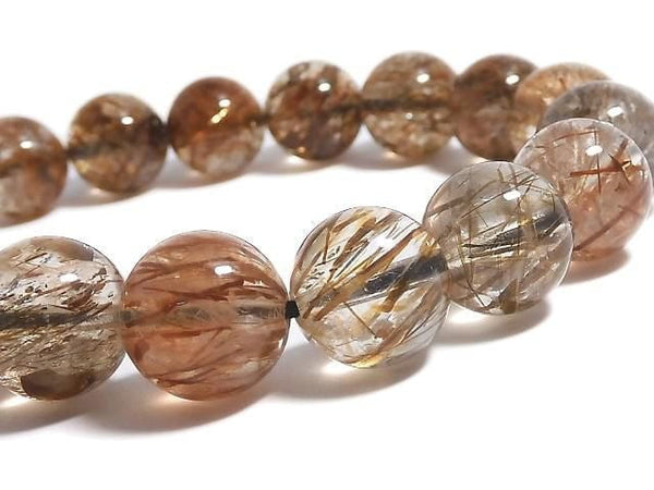 [Video][One of a kind] Foliated Mica in Quartz AAA Round 11mm Bracelet NO.225