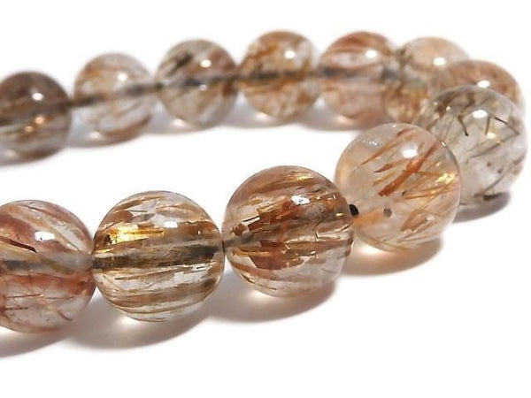 [Video][One of a kind] Foliated Mica in Quartz AAA Round 11.5mm Bracelet NO.227