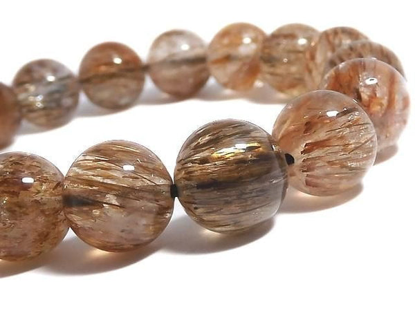 [Video][One of a kind] Foliated Mica in Quartz AAA Round 11mm Bracelet NO.228