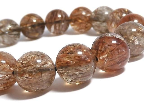 [Video][One of a kind] Foliated Mica in Quartz AAA Round 11.5mm Bracelet NO.229
