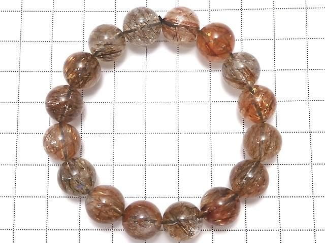 [Video][One of a kind] Foliated Mica in Quartz AAA Round 11.5mm Bracelet NO.229