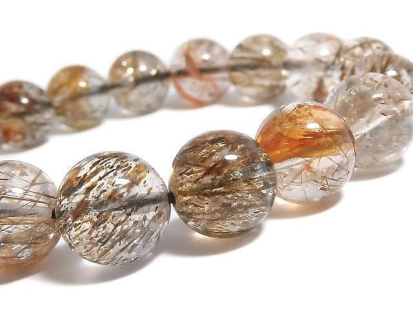 [Video][One of a kind] Foliated Mica in Quartz AAA Round 11.5mm Bracelet NO.230