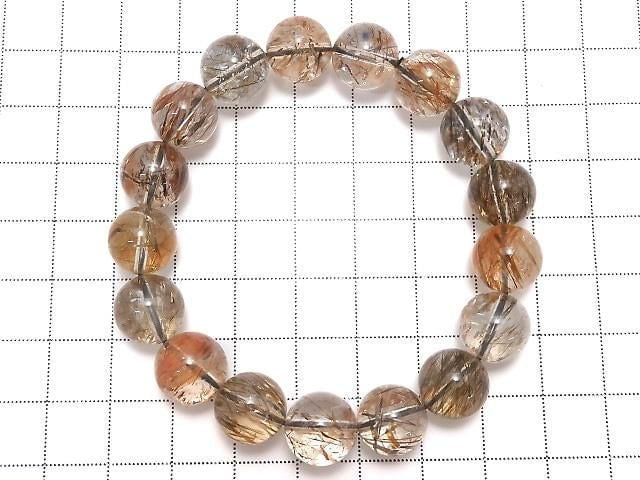 [Video][One of a kind] Foliated Mica in Quartz AAA Round 11.5mm Bracelet NO.230