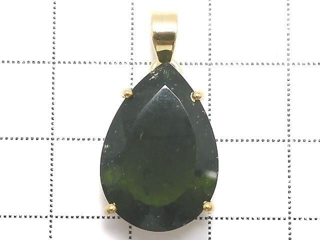 [Video][One of a kind] Moldavite AAA Faceted Pendant 18KGP NO.118